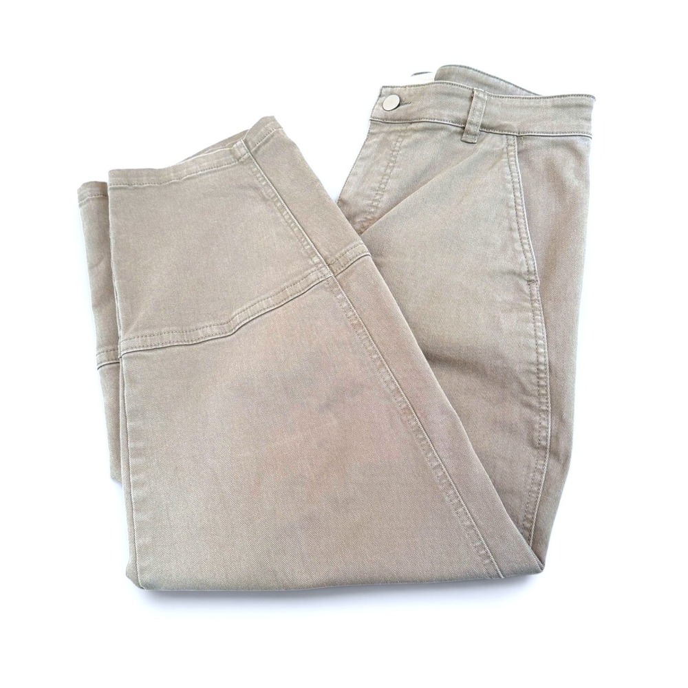 Everlane Utility Barrel Pant Fatigue Green High Rise Curved Leg Trousers Size 12